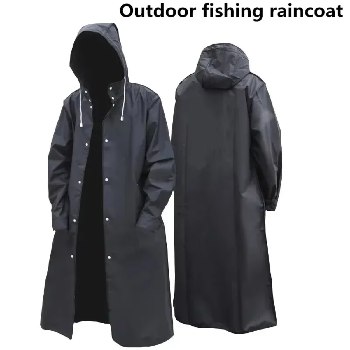 Camping Rain Poncho - Imperméable à capuche unisexe noir tendance