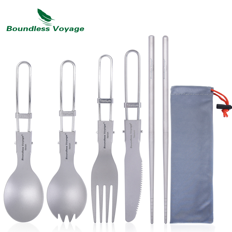 Outdoor Camping Dining Set - Couverts de Camping en titane, Voyage
