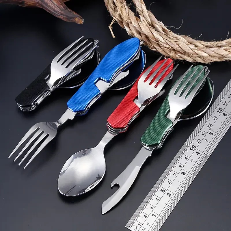 Outdoor Camping Dining Set - Couverts en acier inoxydable 4 en