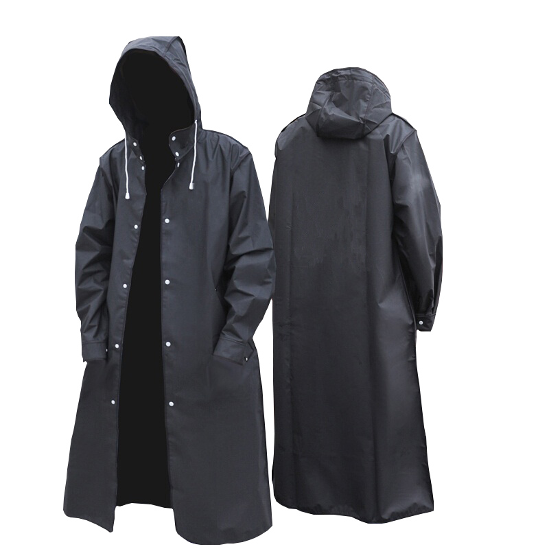 Camping Rain Poncho - Noir mode adulte imperméable Long imperméable